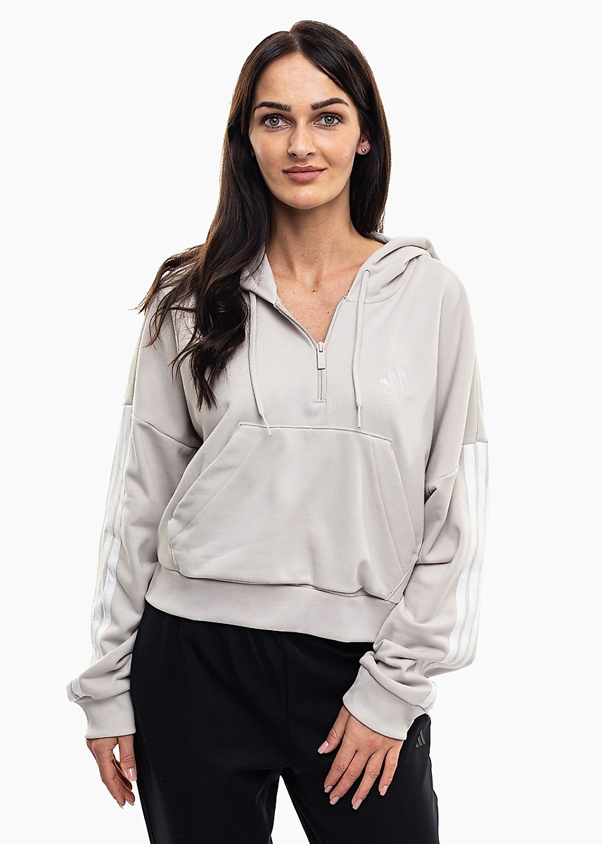 adidas Damen Sweatshirt Essentials 3-Stripes French Terry Quarter-Zip Hoodie JN1958