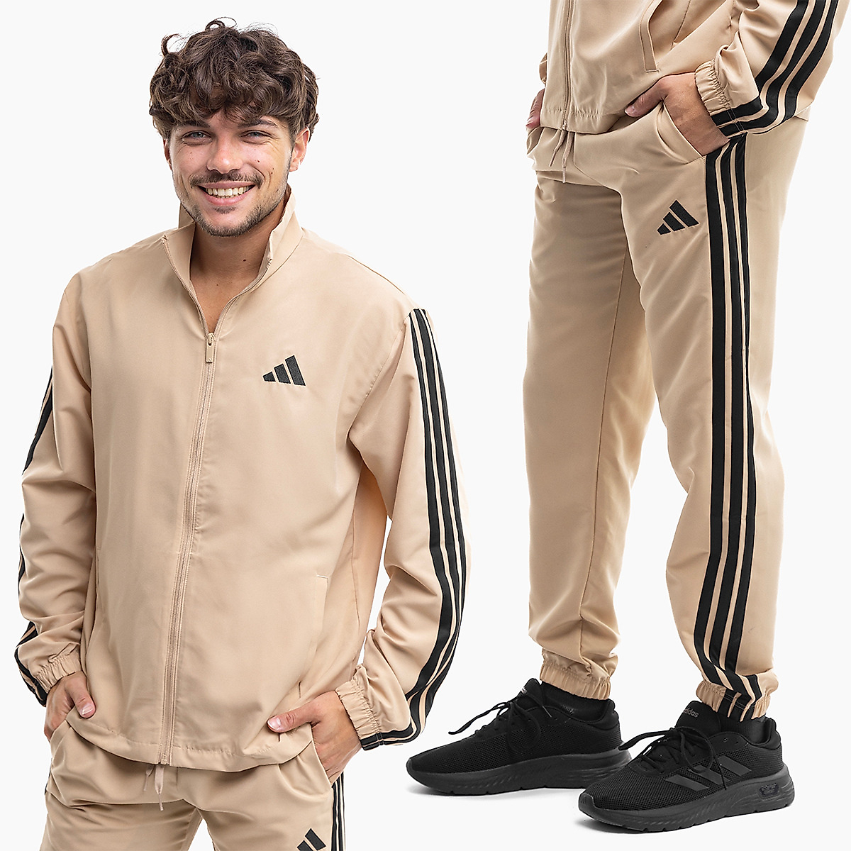 adidas Heren Trainingsanzug Sportswear Basic 3-Stripes Woven TT Track Suits JX3149