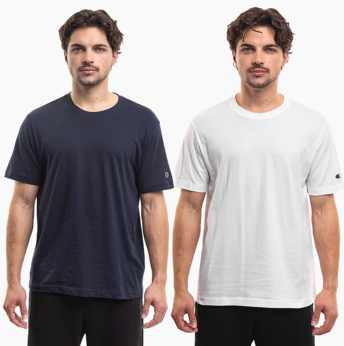 Herren T-Shirt Champion Short Sleeve T-shirt 2-pak weiß / marineblau 220267 WW001